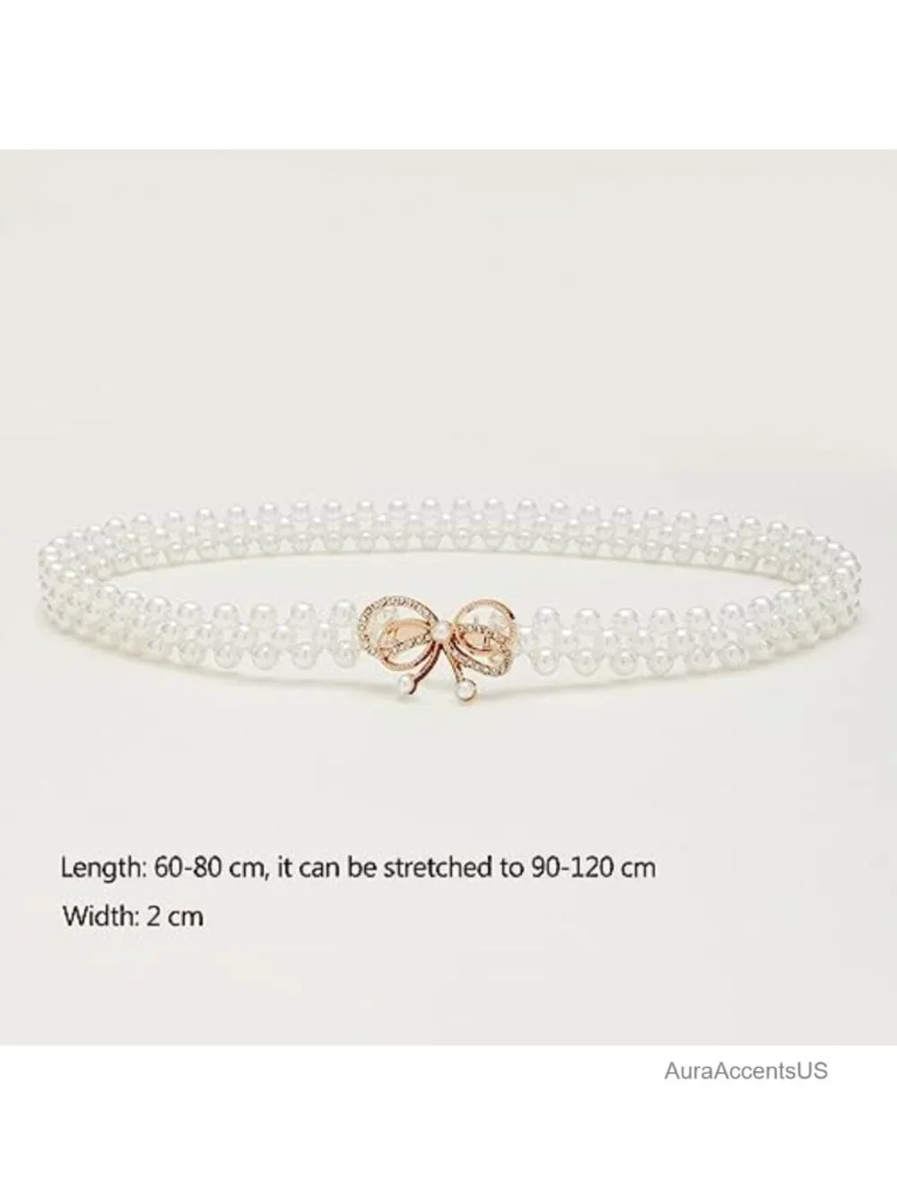 Faux Pearl Rhinestone Elastic Waist Belt Bow Knot Dress Strap Crystal
